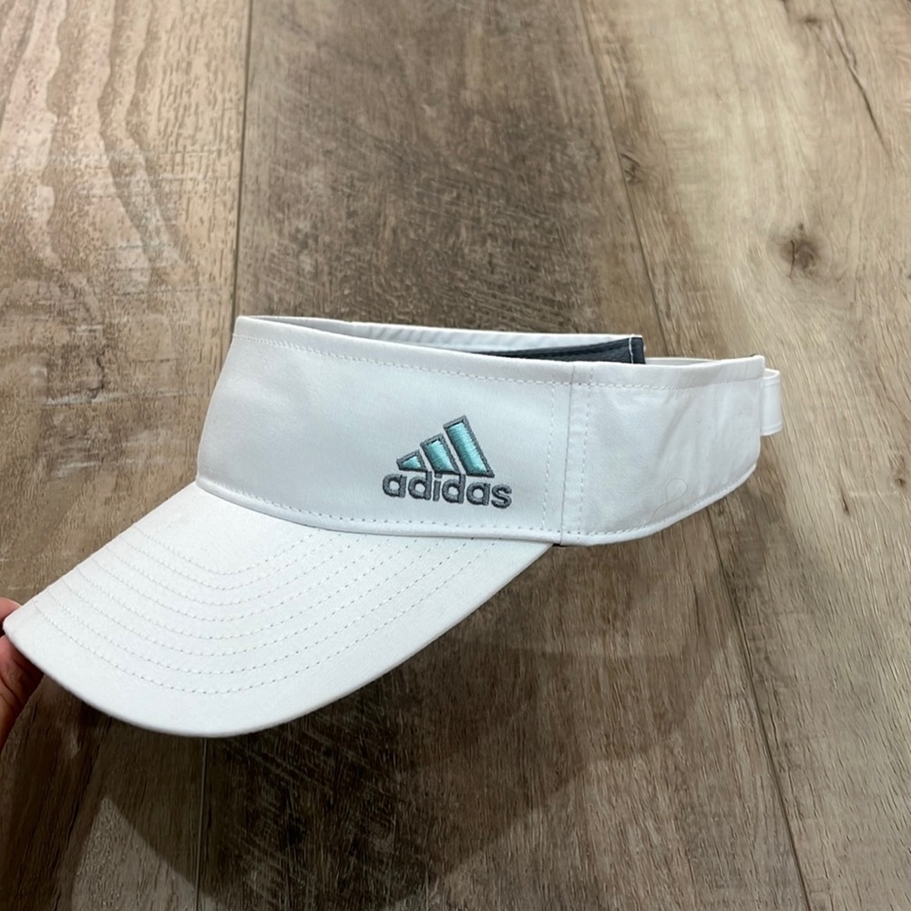Adidas teal and white visor